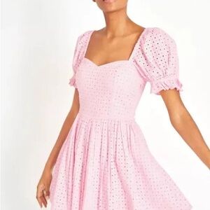 LoveShackFancy Pink Puff Sleeve Mini Dress